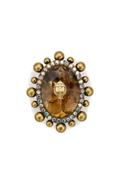 Kurt Geiger London Crystal Cocktail Ring In Gold
