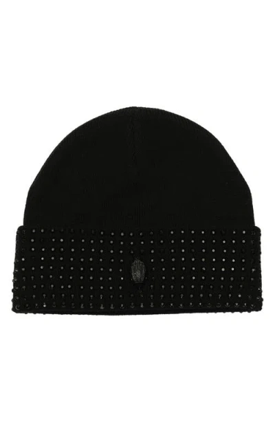 Kurt Geiger London Crystal Cuff Beanie In Black