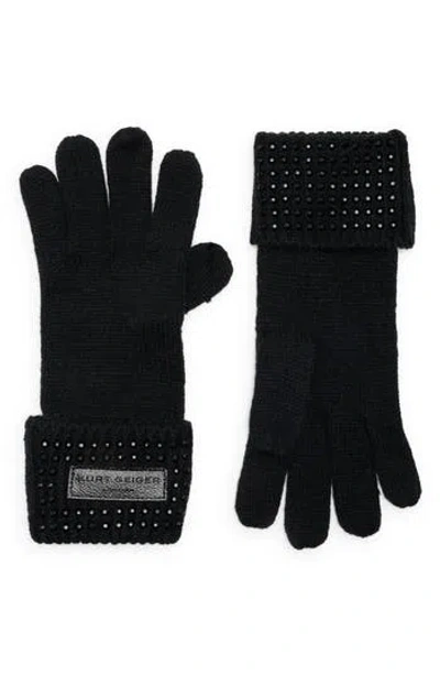 Kurt Geiger London Crystal Cuff Gloves In Black