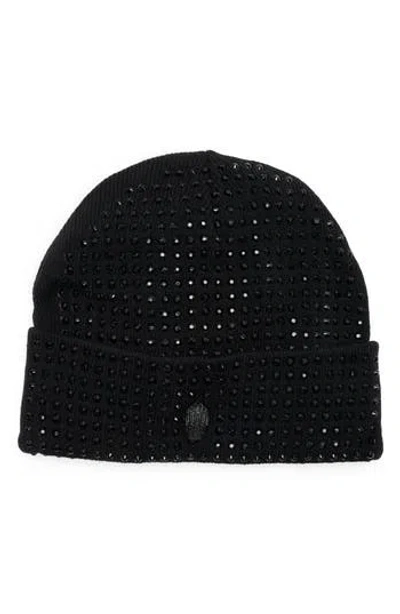 Kurt Geiger London Crystal Cuffed Beanie In Black