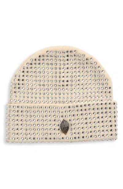 Kurt Geiger London Crystal Cuffed Beanie In Brown