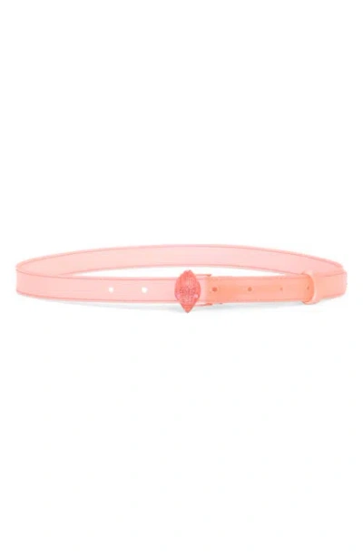 Kurt Geiger London Crystal Eagle Buckle Belt In Pink