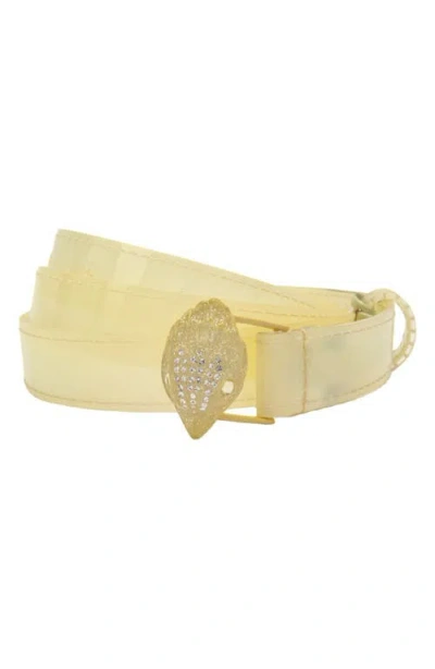 Kurt Geiger London Crystal Eagle Buckle Belt In Yellow