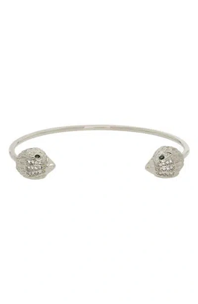 Kurt Geiger London Crystal Eagle Head Cuff Bracelet In Silver