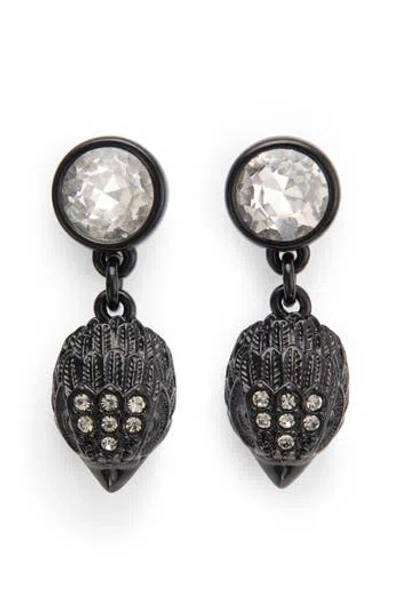 Kurt Geiger London Crystal Eagle's Head Drop Earrings In Black