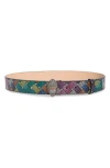 Kurt Geiger London Crystal Eagle Head Monogram Canvas Belt In Multi