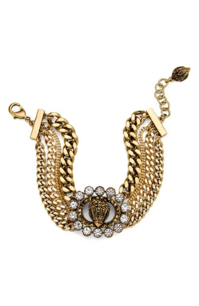 Kurt Geiger London Crystal Eagle Layered Chain Bracelet In Gold