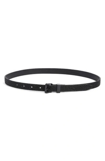 Kurt Geiger London Crystal Embellished Belt In Black/shiny Powder Black