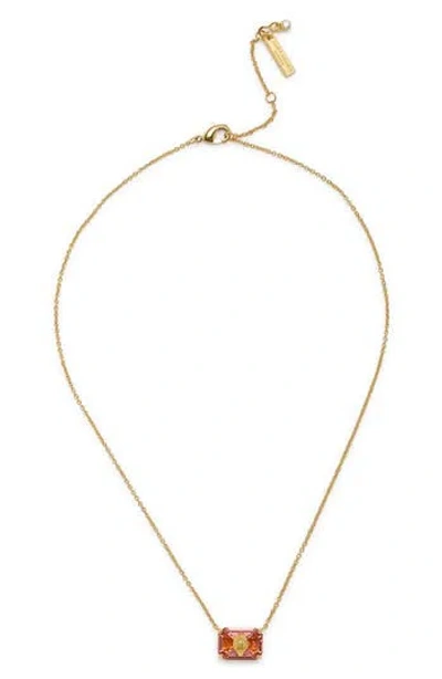 Kurt Geiger London Crystal Emerald Pendant Necklace In Pink