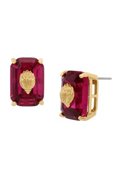 Kurt Geiger London Crystal Emerald Stud Earrings In Pink