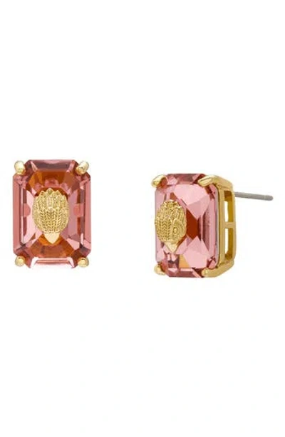 Kurt Geiger London Crystal Emerald Stud Earrings In Pink