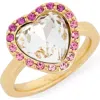 Kurt Geiger London Crystal Heart Halo Cocktail Ring In Multi