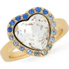 Kurt Geiger London Crystal Heart Halo Cocktail Ring In Multi