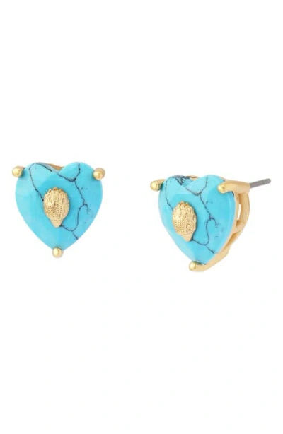 Kurt Geiger London Crystal Heart Stud Earrings In Blue