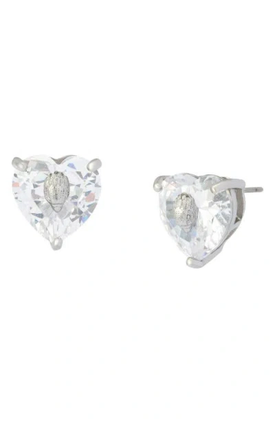 Kurt Geiger London Crystal Heart Stud Earrings In White