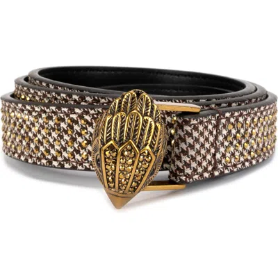 Kurt Geiger London Crystal Houndstooth Belt In Gold