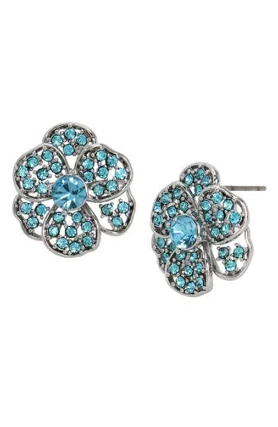 Kurt Geiger Flower Stud Earrings In Blue/silver