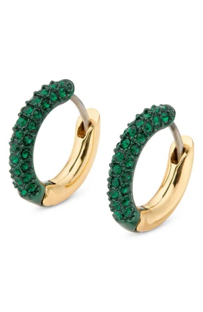 Kurt Geiger London Crystal Pavé Huggie Hoop Earrings In Green