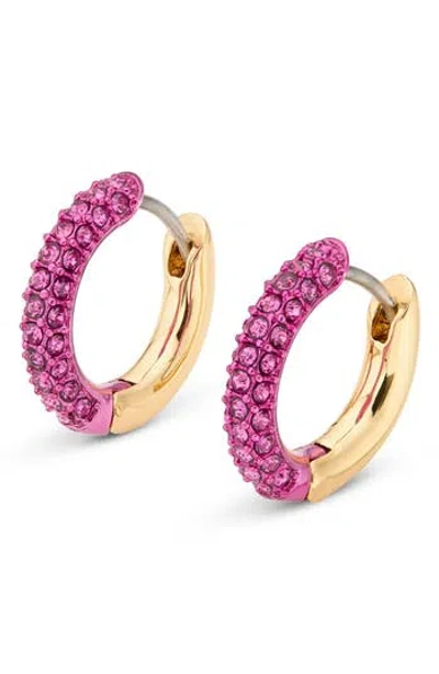 Kurt Geiger London Crystal Pavé Huggie Hoop Earrings In Gold