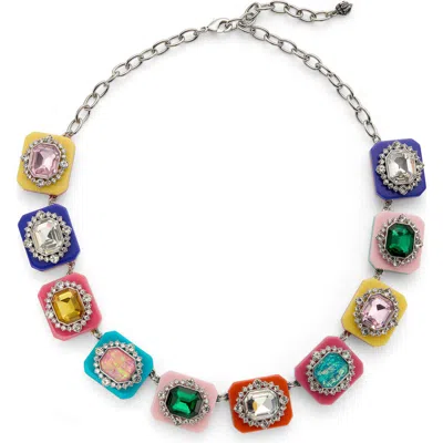 Kurt Geiger London Crystal Resin Square Collar Necklace In Multi