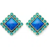 Kurt Geiger London Crystal Square Stud Earrings In Blue