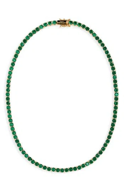 Kurt Geiger London Cubic Zirconia Tennis Necklace In Green
