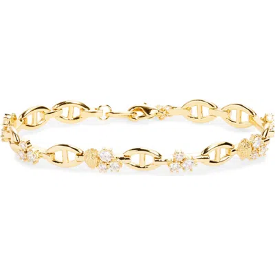 Kurt Geiger London Cz Cluster Chain Bracelet In Gold