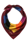 Kurt Geiger London Dark Rainbow Silk Square Scarf In Multi