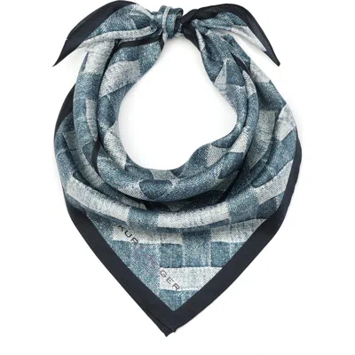 Kurt Geiger Denim Print Silk Bandana In Dark Blue