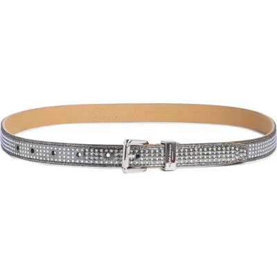 Kurt Geiger London Denim Scratchy Belt In Silver Denim/ Shiny Silver