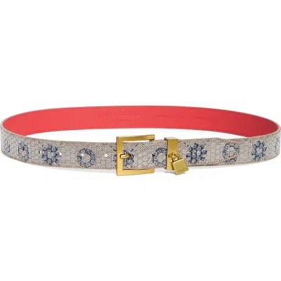 Kurt Geiger London Denim Sequin Belt In Washed Denim / Antique Brass