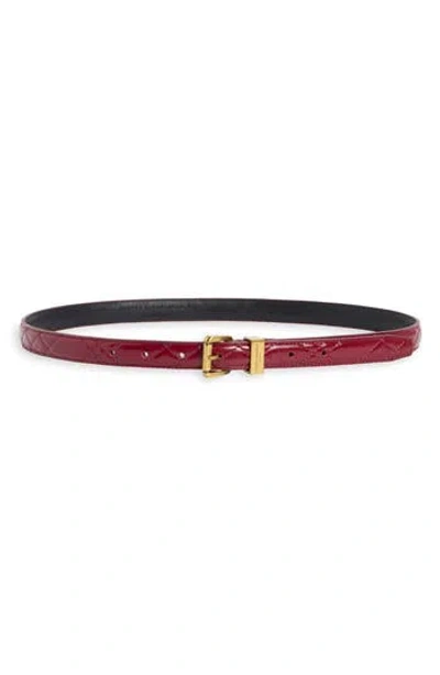 Kurt Geiger London Diamond Quilted Leather Belt In Burgundy