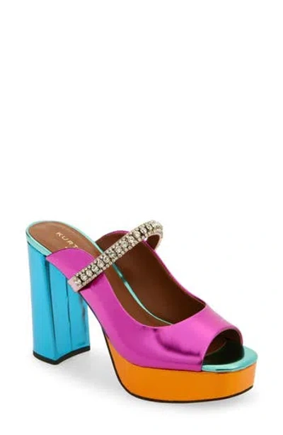Kurt Geiger London Duke Platform Peep Toe Mule In Pink Multi