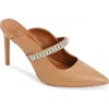 Kurt Geiger London Duke Crystal Strap Pointed Toe Mule In Camel