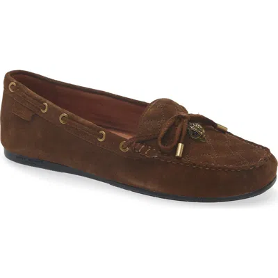 Kurt Geiger London Suede Eagle Moccasins In Brown