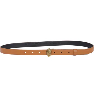 Kurt Geiger London Eagle Buckle Leather Belt In Brown