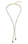 Kurt Geiger London Eagle Crystal Tennis Y-necklace In Gold/crystal