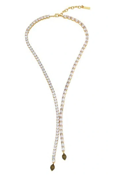 Kurt Geiger London Eagle Crystal Tennis Y-necklace In Gold/crystal