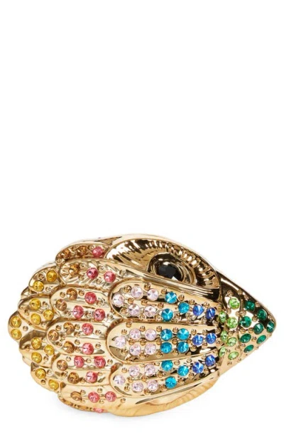 Kurt Geiger London Eagle Head Clutch In Gold Multi