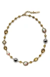 Kurt Geiger London Eagle Head Crystal Collar Necklace In Gold