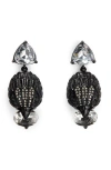 Kurt Geiger London Eagle Head Crystal Drop Earrings In Multi