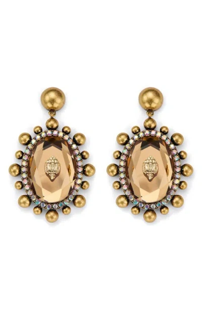 Kurt Geiger London Eagle Head Crystal Drop Earrings In Gold