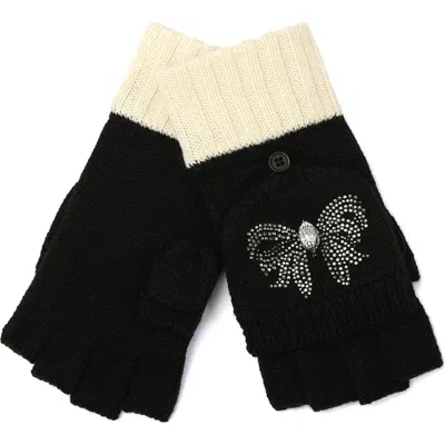 Kurt Geiger London Eagle Head Crystal Embellished Convertible Mittens In Black