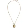 Kurt Geiger London Eagle Head Crystal Locket Necklace In Gold