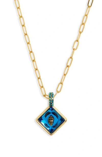 Kurt Geiger London Eagle Head Crystal Pendant Necklace In Blue