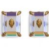 Kurt Geiger London Eagle's Head Emerald Cut Crystal Stud Earrings