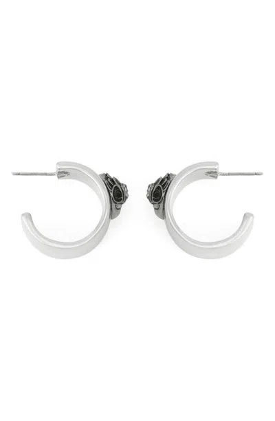 Kurt Geiger London Eagle Hoop Earrings In Antique Silver