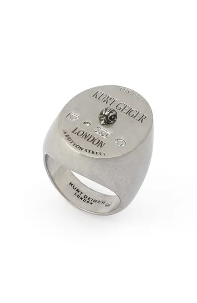 Kurt Geiger London Eagle Logo Signet Ring In Metallic