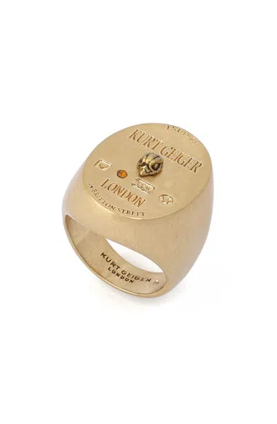 Kurt Geiger London Eagle Logo Signet Ring In Gold