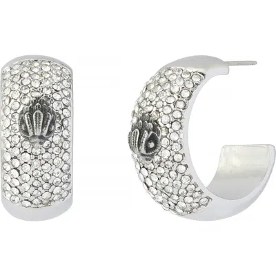 Kurt Geiger London Eagle Pavé Hoop Earrings In Silver